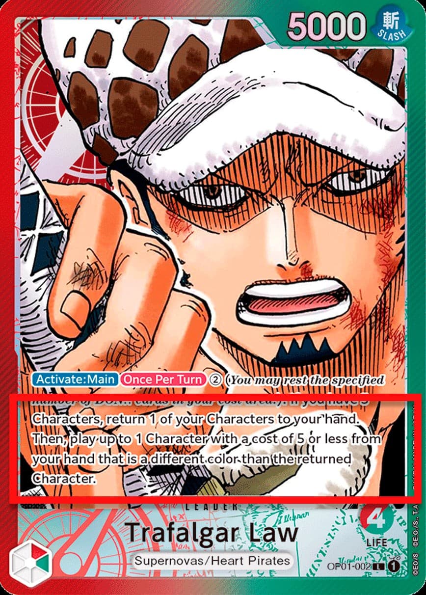 Trafalgar Law (Alternate Art | Beta Pre-Errata Card | "to your hand. Then, play up to 1")