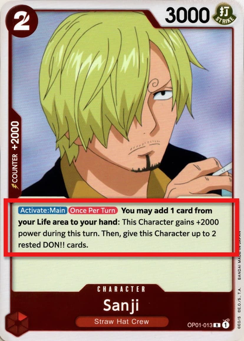 Sanji (Pre-Errata Card | "...from you Life area to...")