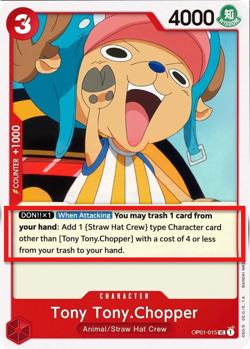 Tony Tony Chopper (Pre-Errata Card | "Add 1 {Straw Hat Type}....")