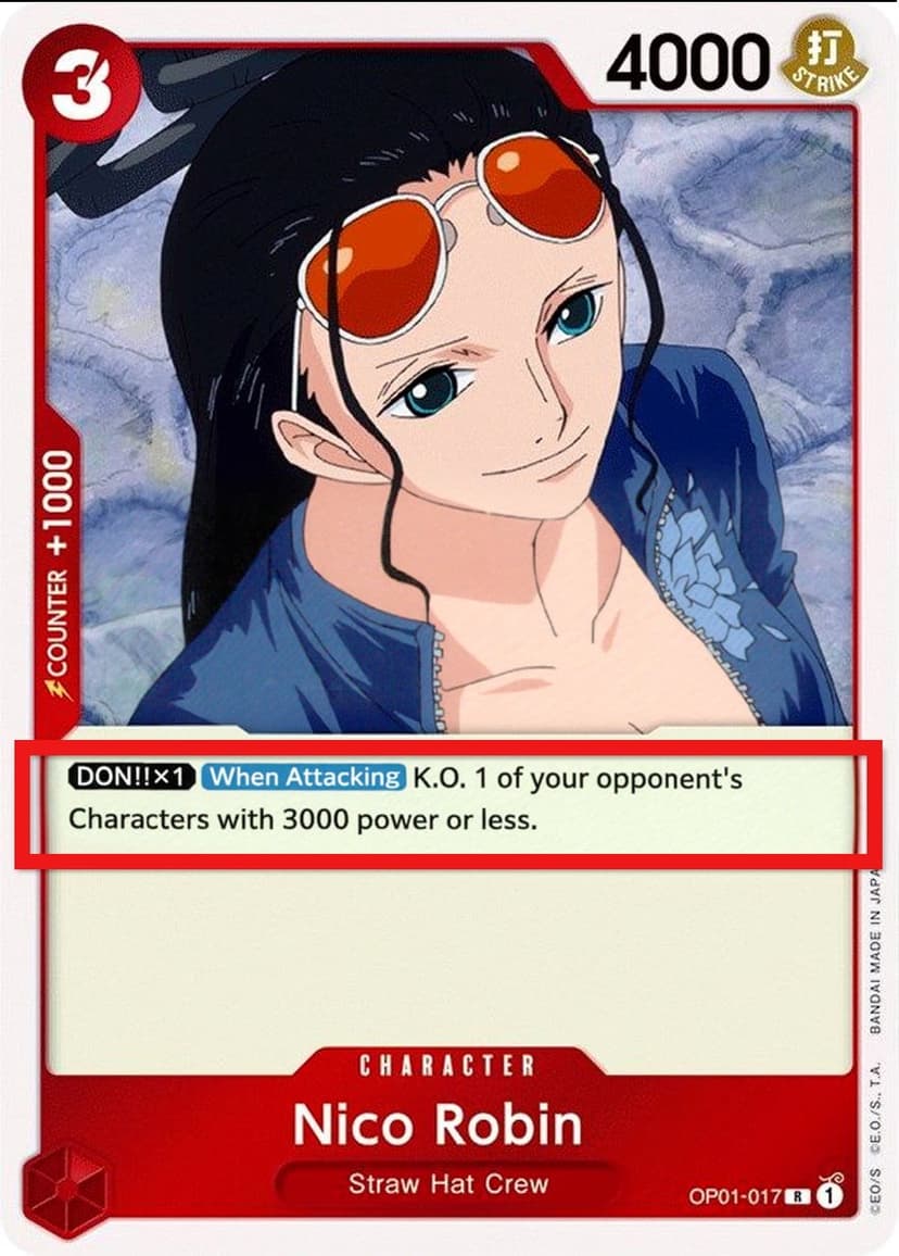 Nico Robin (Pre-Errata Card | "K. O. 1 of your....")