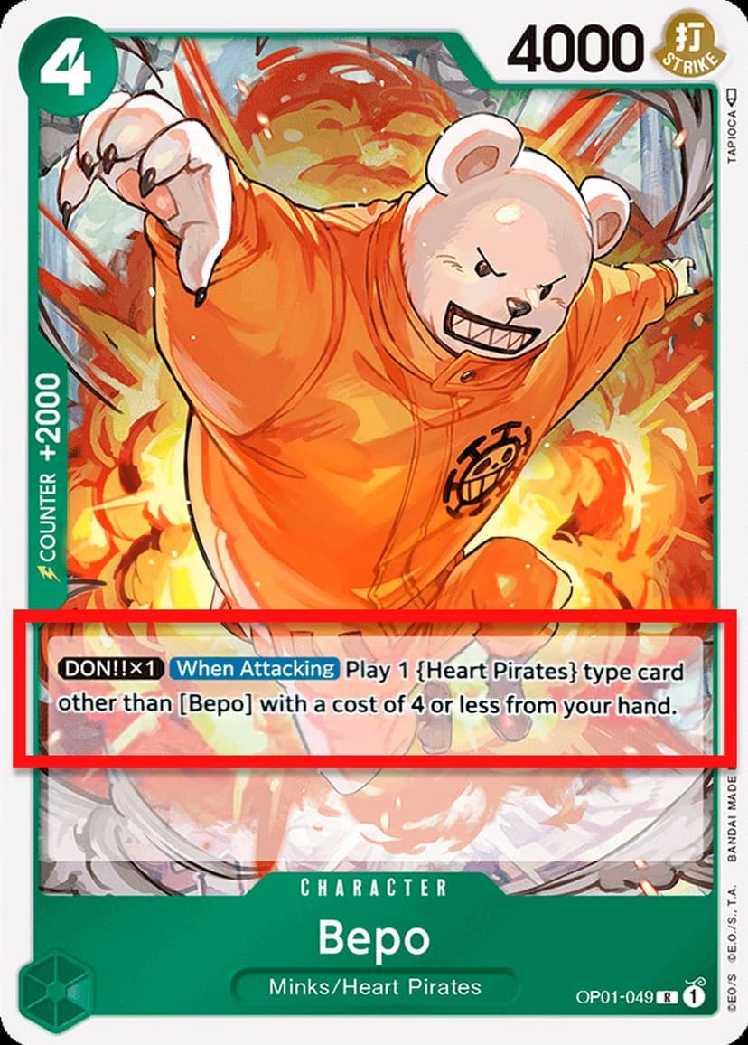 Bepo (Alpha Pre-Errata Card | "Play 1 {Heart Pirates} type card")
