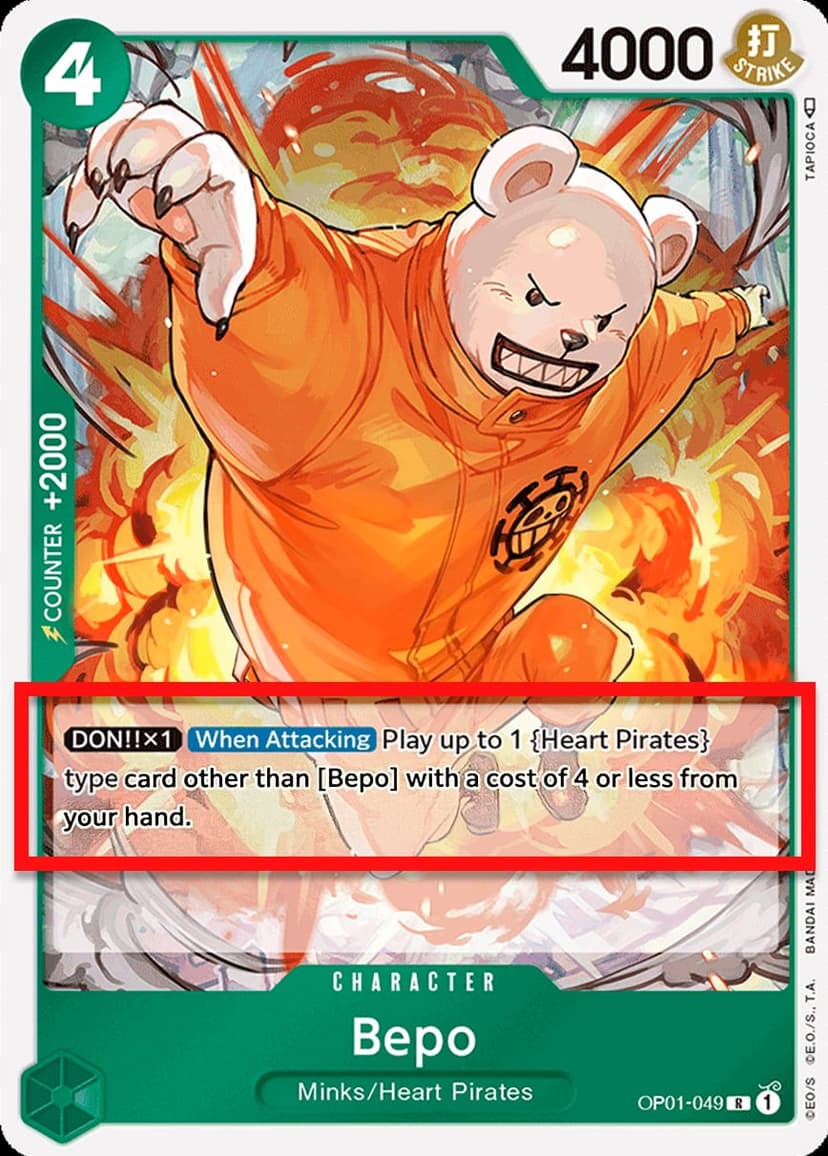 Bepo (Beta Pre-Errata Card | "Play up to 1 {Heart Pirates} type card")