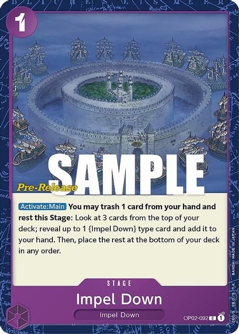 Impel Down (Super Pre-Release Stamp)