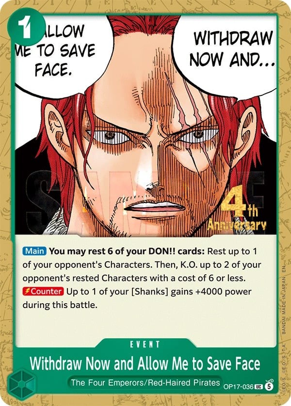 Withdraw Now and Allow Me to Save Face (4th Anniversary Stamp)